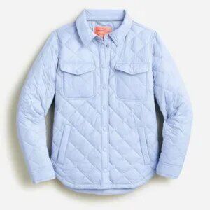 J CREW 3X Powder Blue Signature Puffer Shacket Primaloft Quilted Lightweight